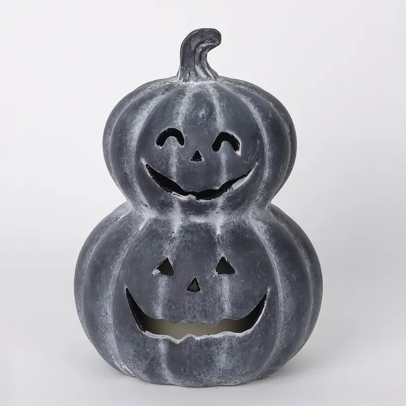 8.75"H. Halloween Stacked Jack-O-Lantern Pumpkins