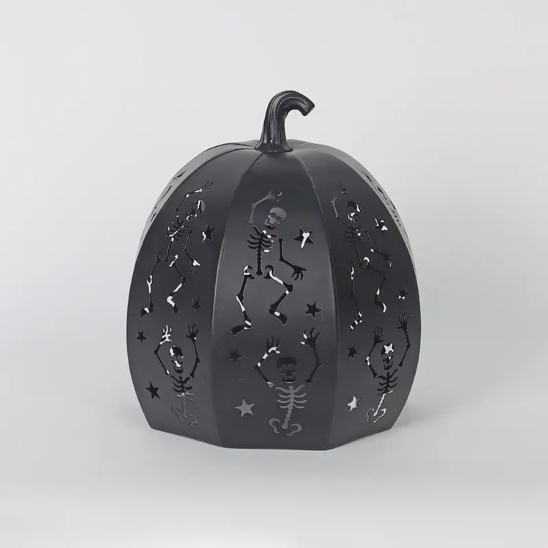 8" Metal Black Pumpkin Lantern