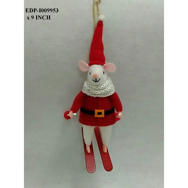 9"H. Fabric Mouse Skiing