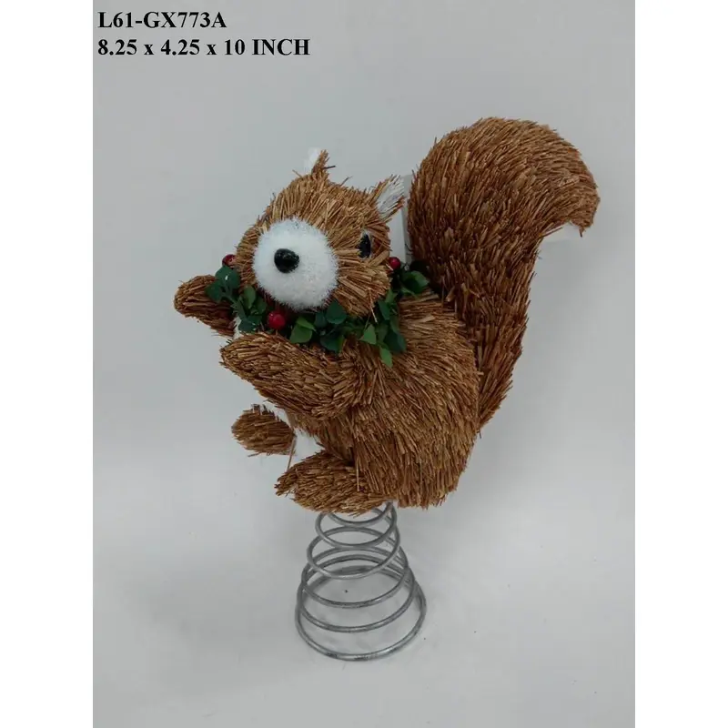 10.0" Natural Material Squirrel Treetopper