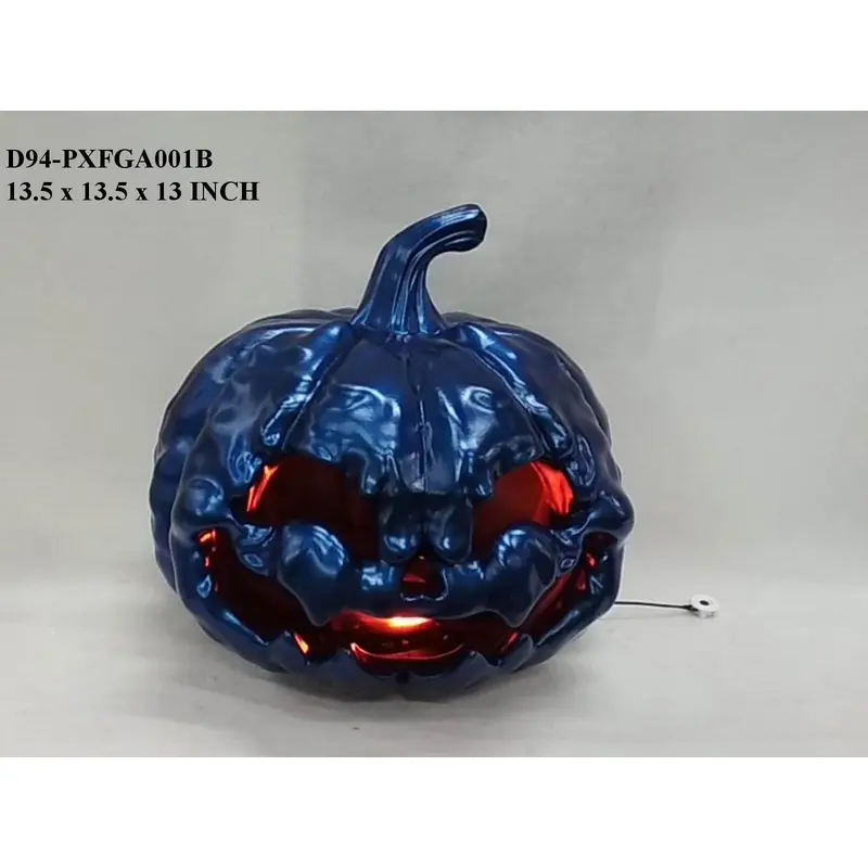13"H. Halloween Table Top Lighted Blue Pumpkin