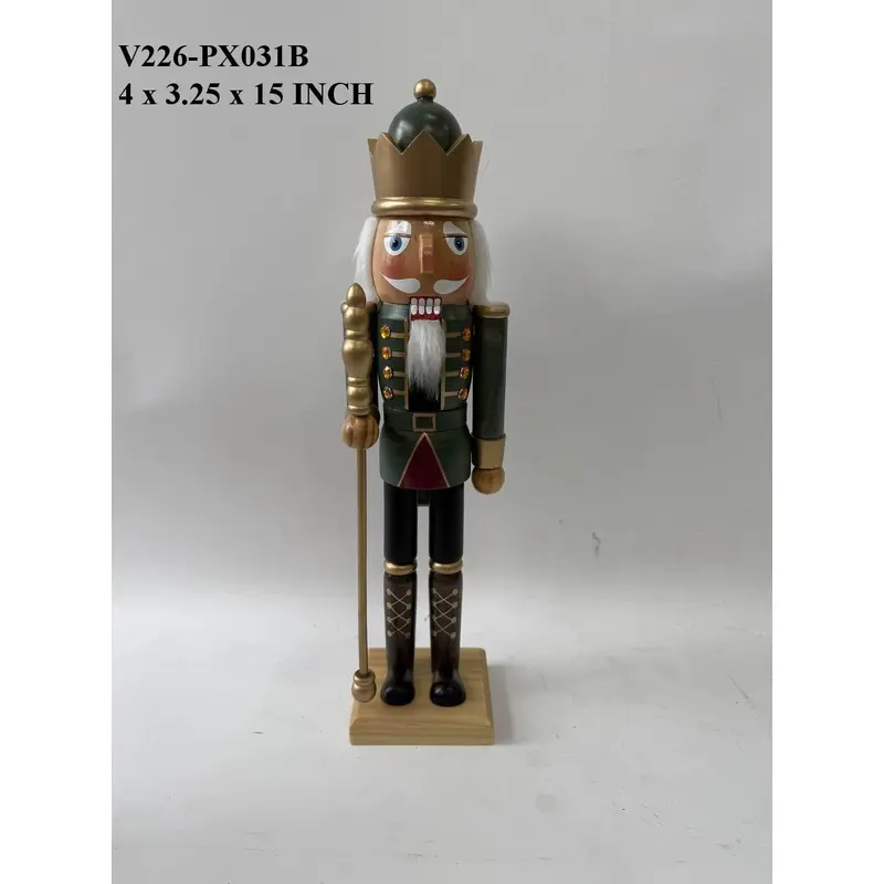 15.0"H. Gold/Green Nutcraker