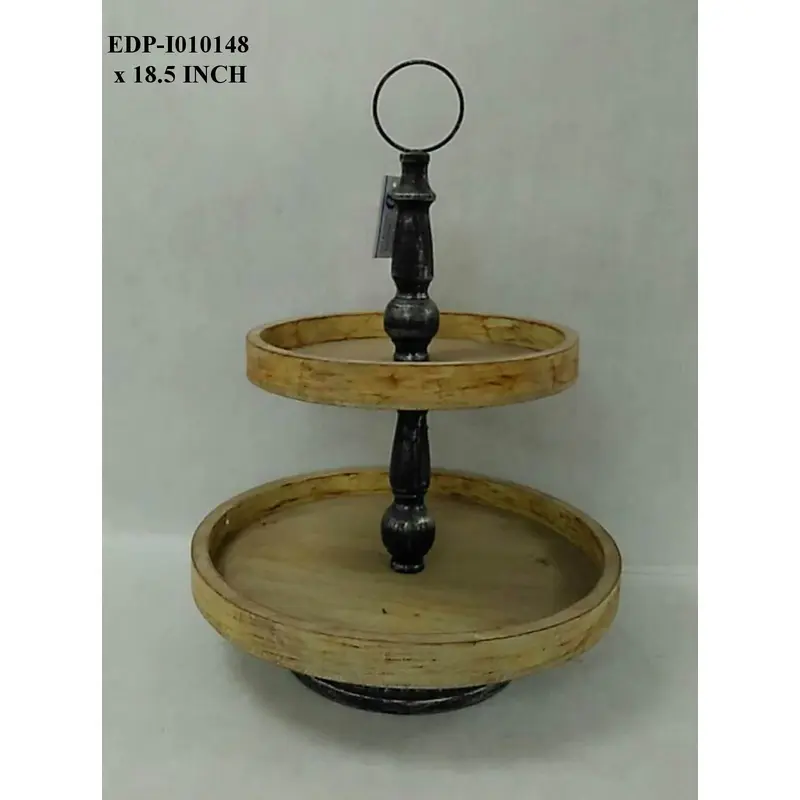 18.5" Wooden 2 Tiered Tray