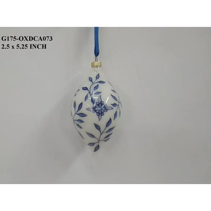 5.25" Ceramic White/Blue Orn