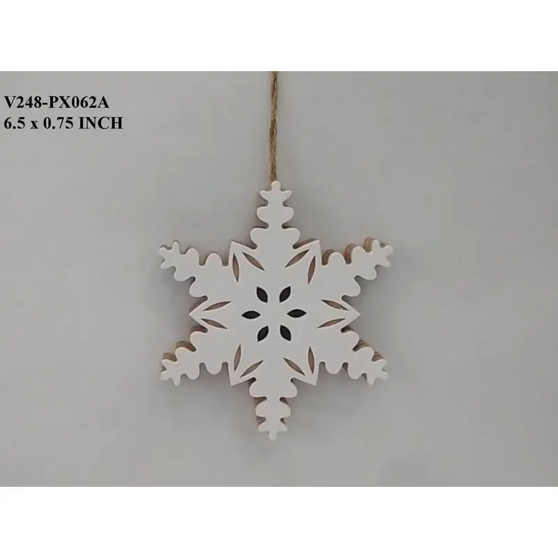6.5" Wooden Snowflake Orn