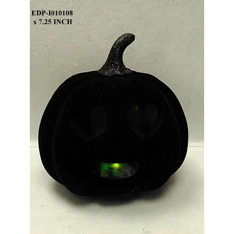 7.25" Black Flocked Pumpkin