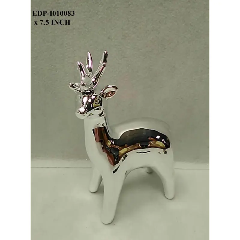 7.25" Ceramic Electrplated Silver Reindeer