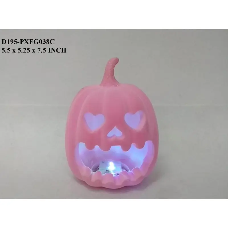 7.5" Halloween Lighted Pink  Pumpkin