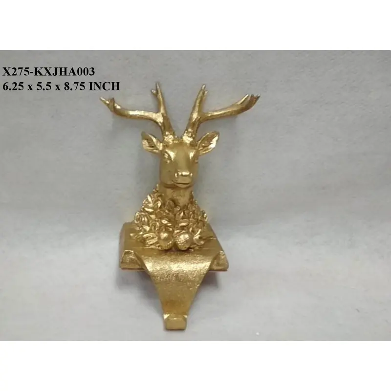 8.75" Gold Deer Hear Stocking Holder