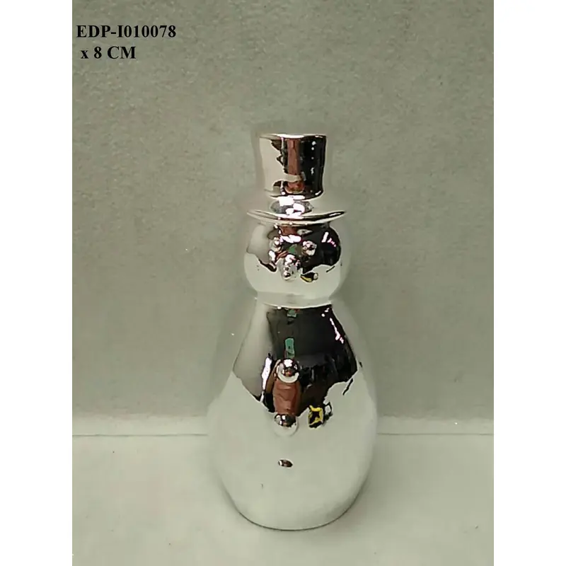 8" Ceramic Electroplated Silver Snowman