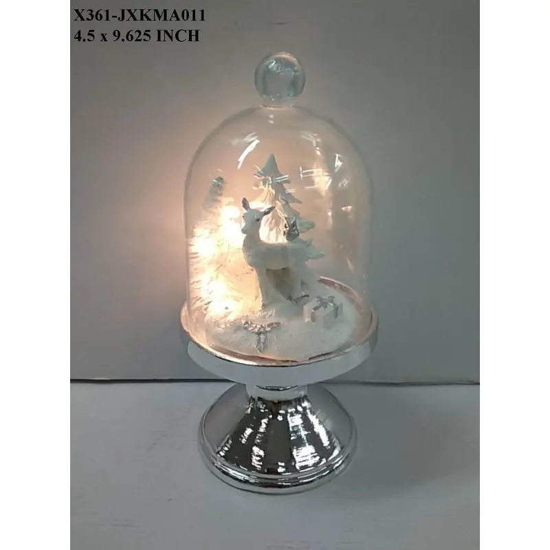 9.6"H Christmas Glass Dome with Lights
