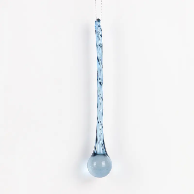 BLUE GLASS DROP ORN