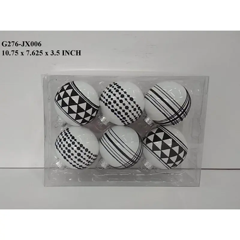 Black & White Shatterproof Ball Boxed Orn