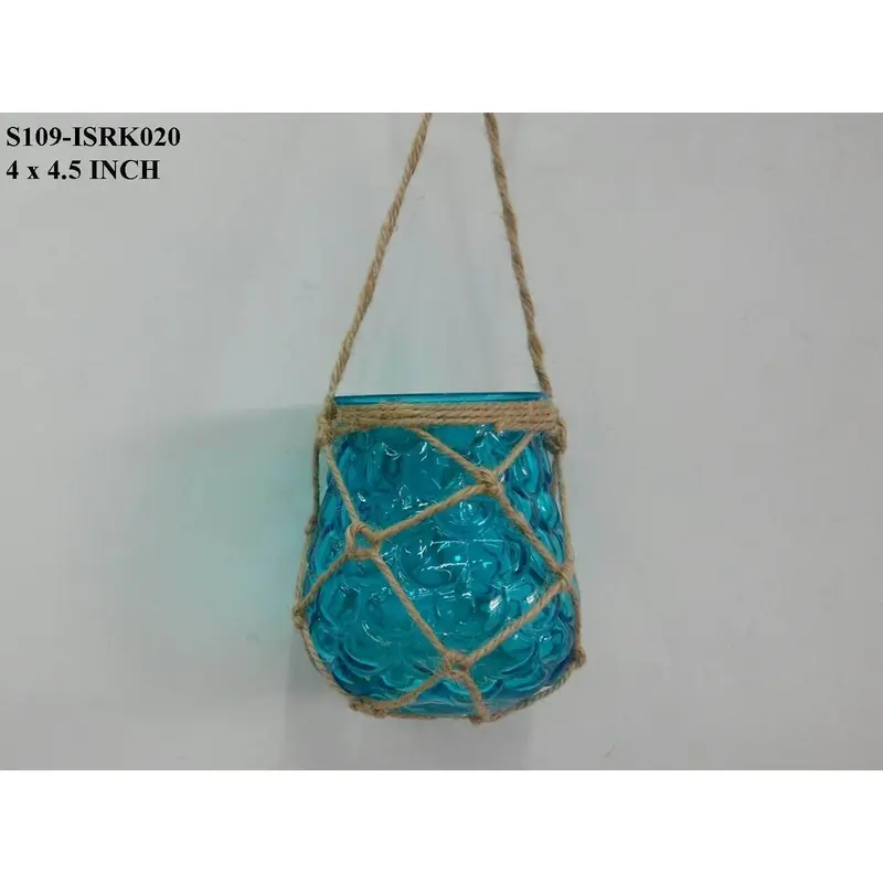 Blue Glass/ Rope Lantern