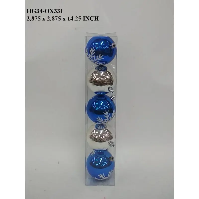 Blue/Silver Shatterproof Ball Boxed Orn