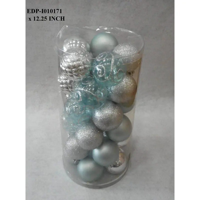 Blue/Silver Shatterproof Ball Orn in Tub