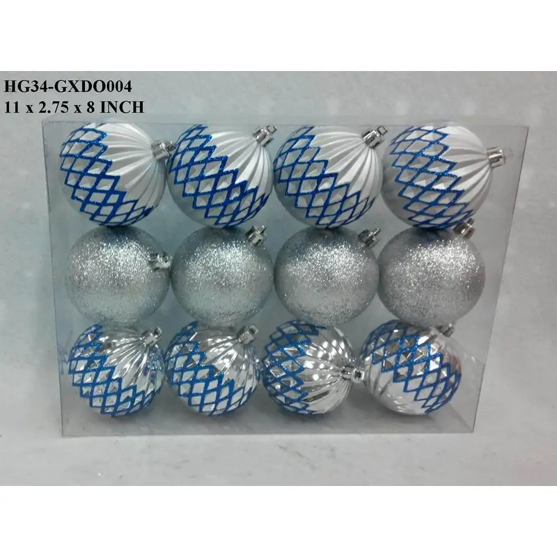 Blue/White/Silver Shatterproof Ball Boxed Orn