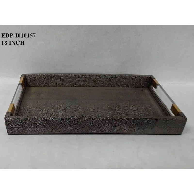 Brown Wood Tray with Handle