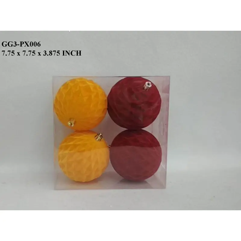 Flocked Red/Orange Shatterproof Ball Boxed Orn