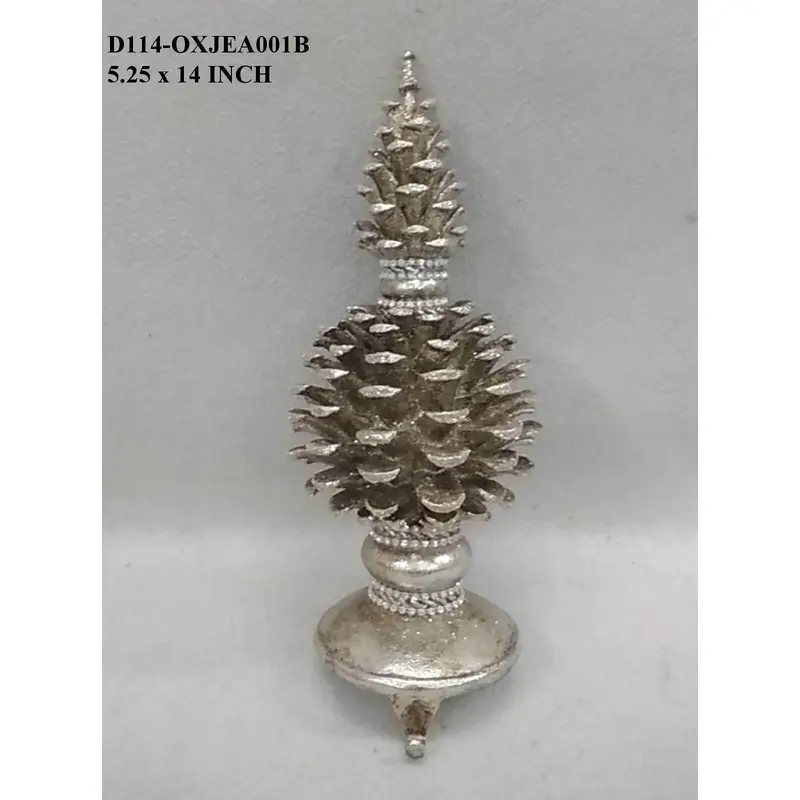 Polyresin Silver Pinecone Like Stocking Holder