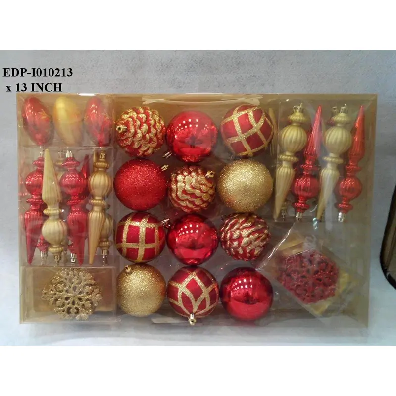 Red/Gold Multi Shape Ball Boxed Orn