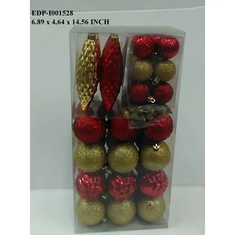 Red/Gold Shatterproof Asstd Shape Boxed Orn