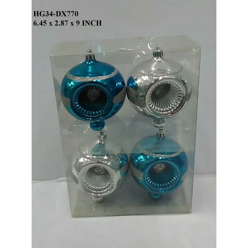 Silver/Blue Shatterproof Finial Boxed Orn