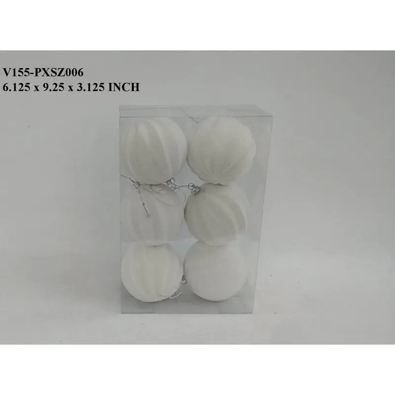 White Flocked Shatterproof Ball Boxed Orn