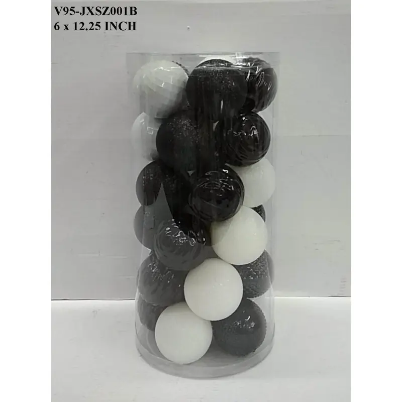 Black/White Shatterproof Ball Orn in Tub