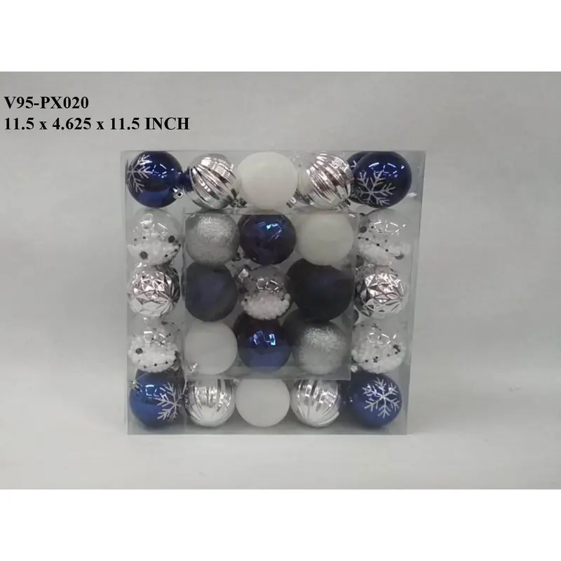 Blue/White/Silver Shatterproof Balls Boxed Orn