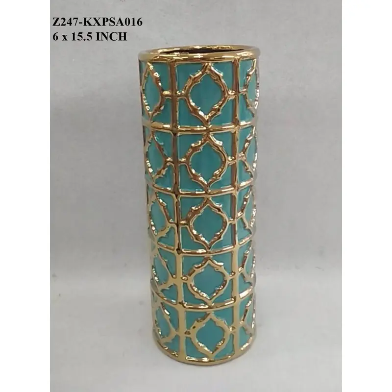 Ceramic Blue/Gold Vase
