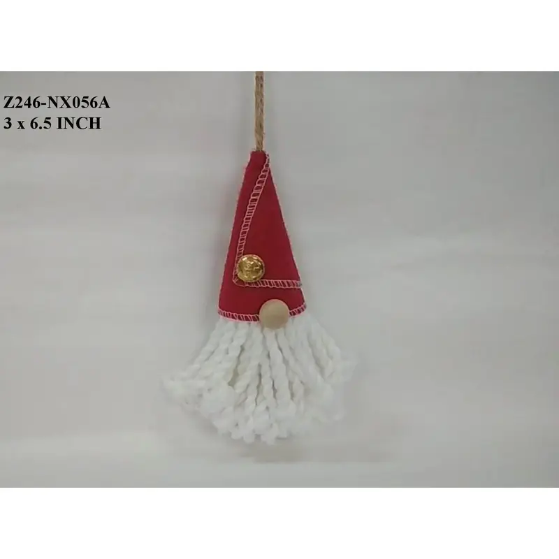Fabric Gnome Head with Red Hat Orn