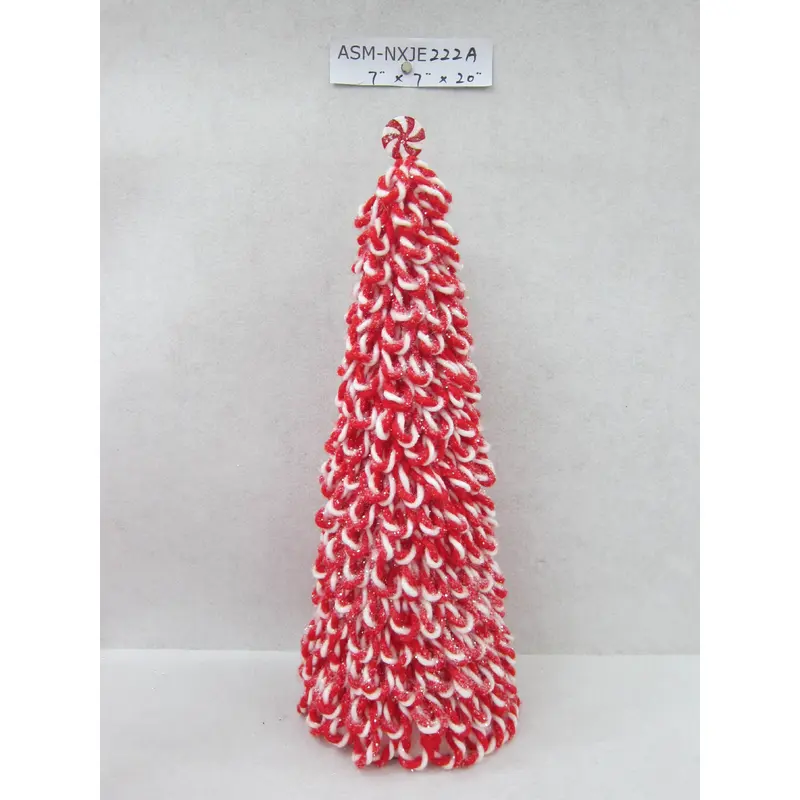 Fabric Red/White Table Top Cone Tree
