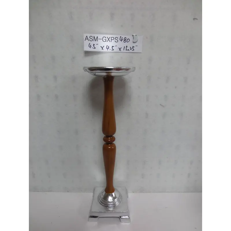 Polyresin Silver/BrownCandle Holder