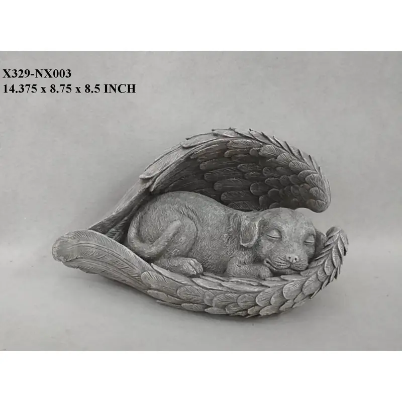 Polyresin Sleeping Dog on Angel Wings
