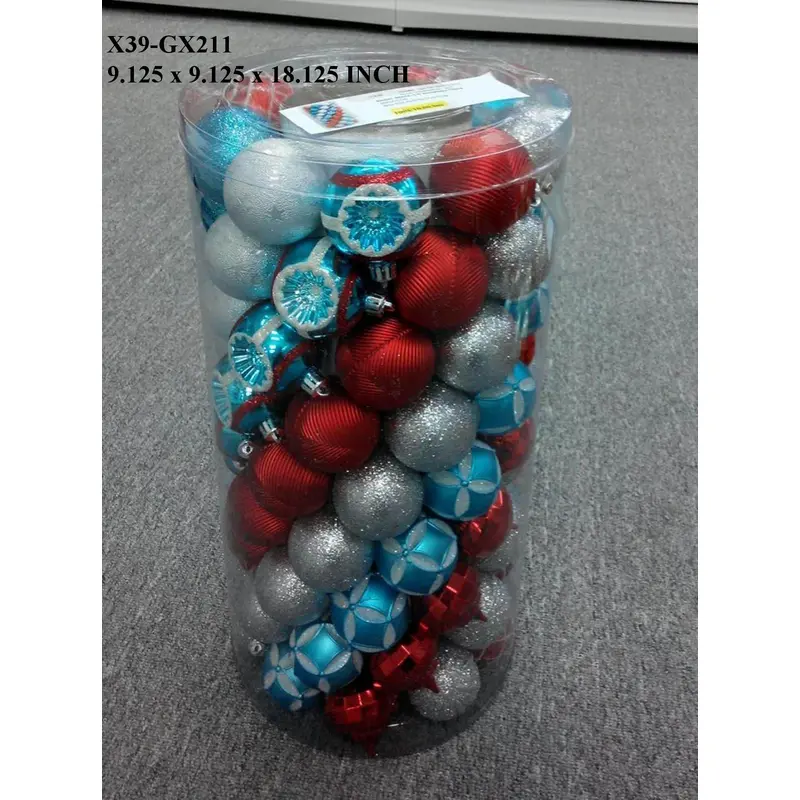 Red/Silver/Blue Shatterproof Ball in Tub