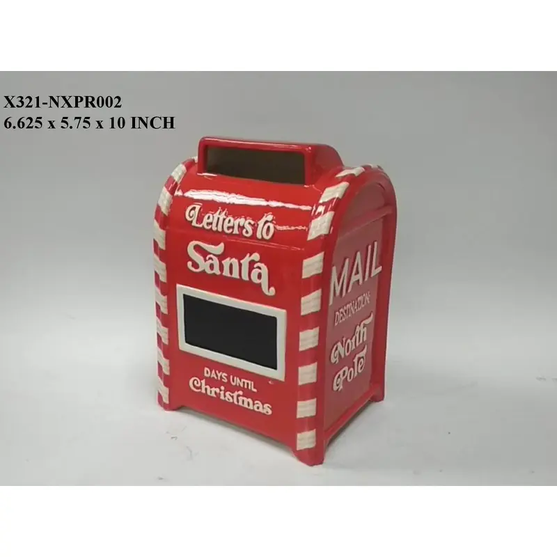 Red/White Ceramic Santa Mail Box
