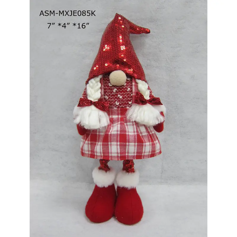Red/White Fabric Standing Gnome