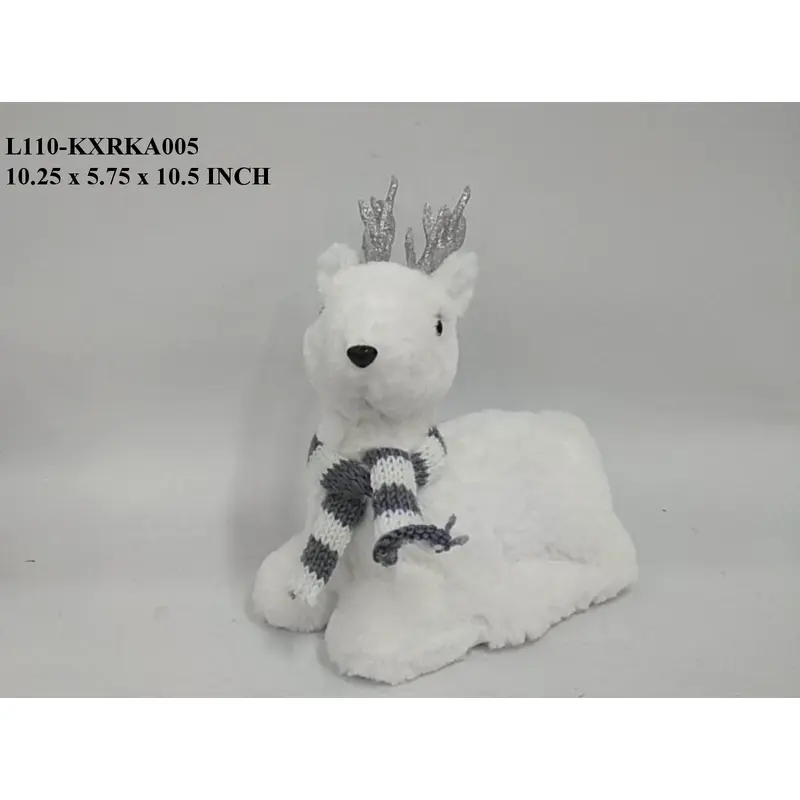 Styro White Sitting Deer with Scarf