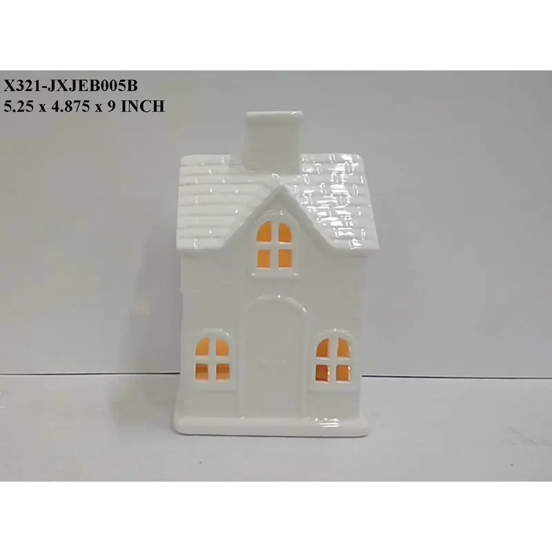 White Ceramic Lighted House