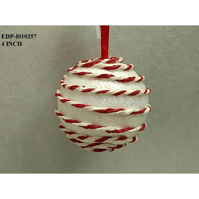 White/Red Roping Ball Orn