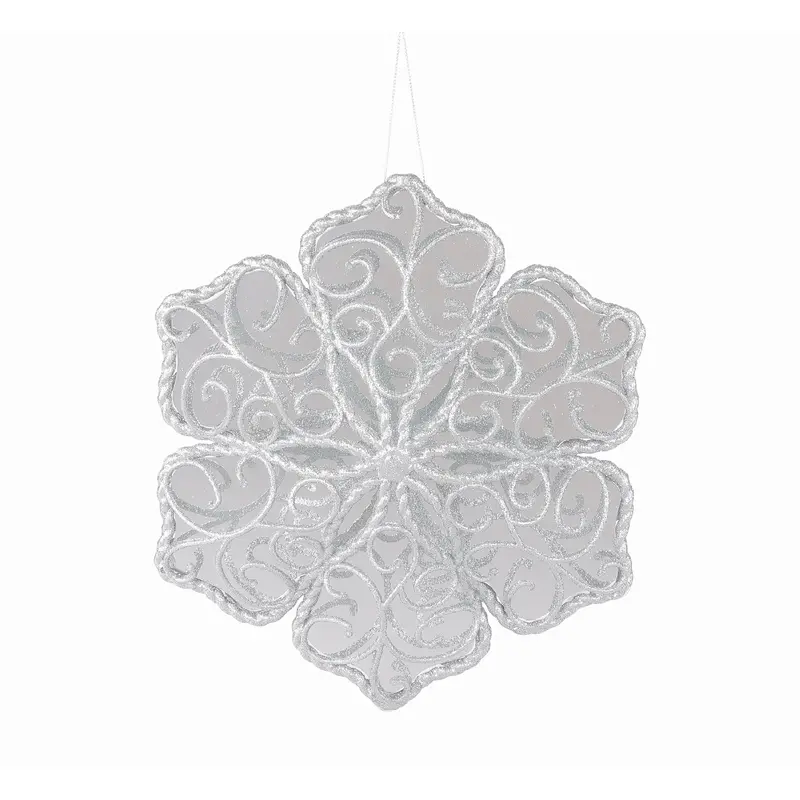 9.5" Diameter Silver/Glittered Snowflake Ornament