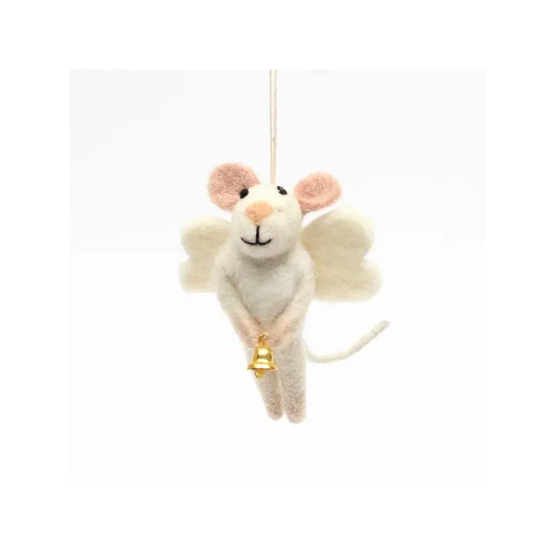 Felted Wool Mouse Angel Ornament