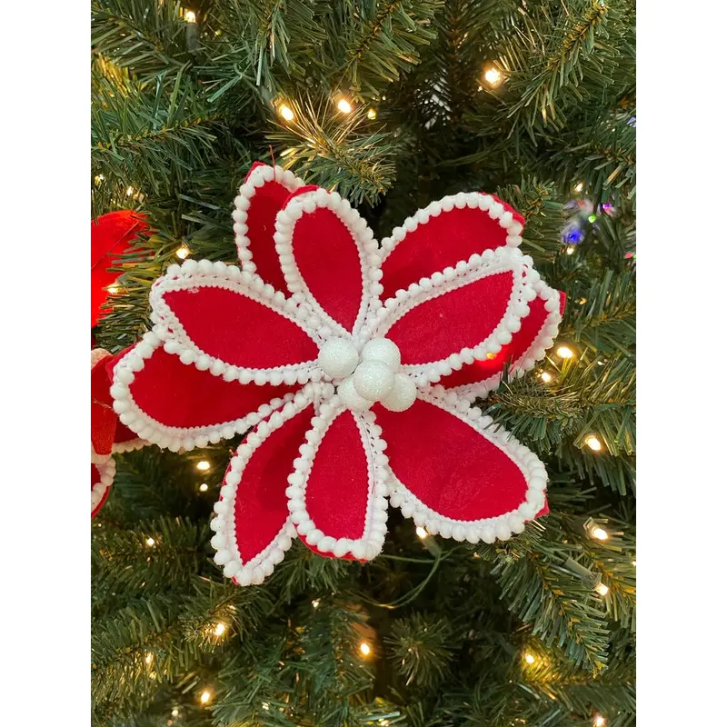 Red Felt Poinsettia Pick (Comes in 3 pieces)