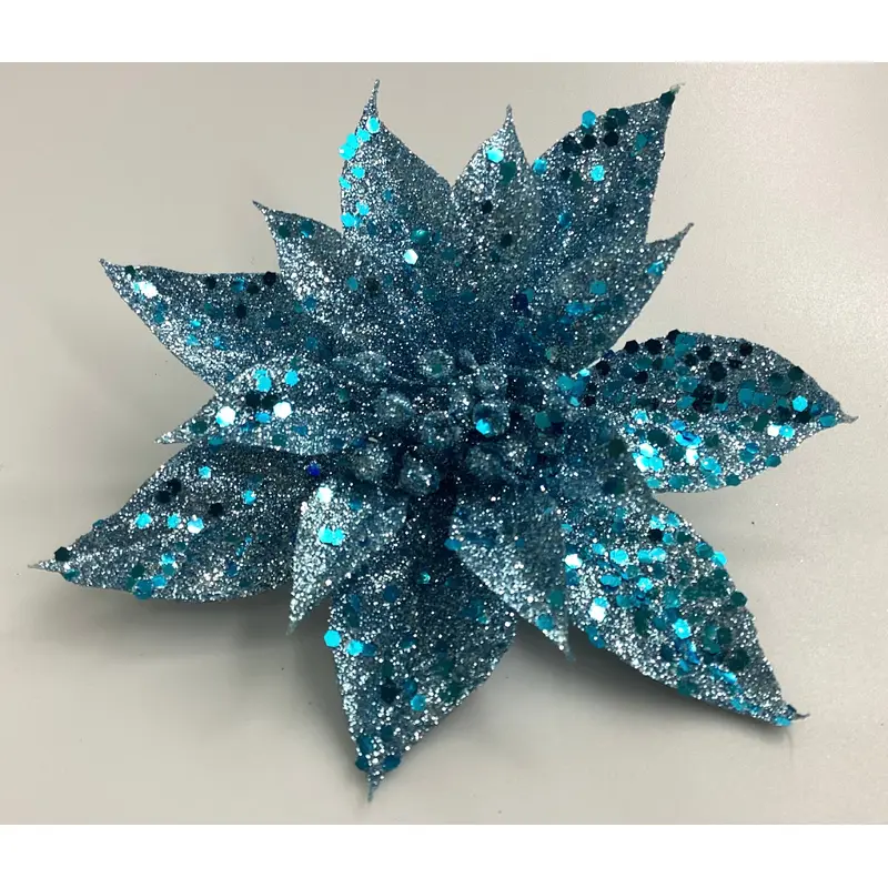 S/4 Midnight Dark Navy Poinsettia Clips