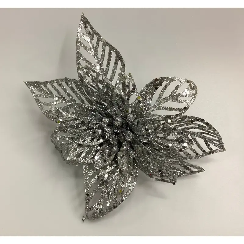 Silver Poinsettia Clips
