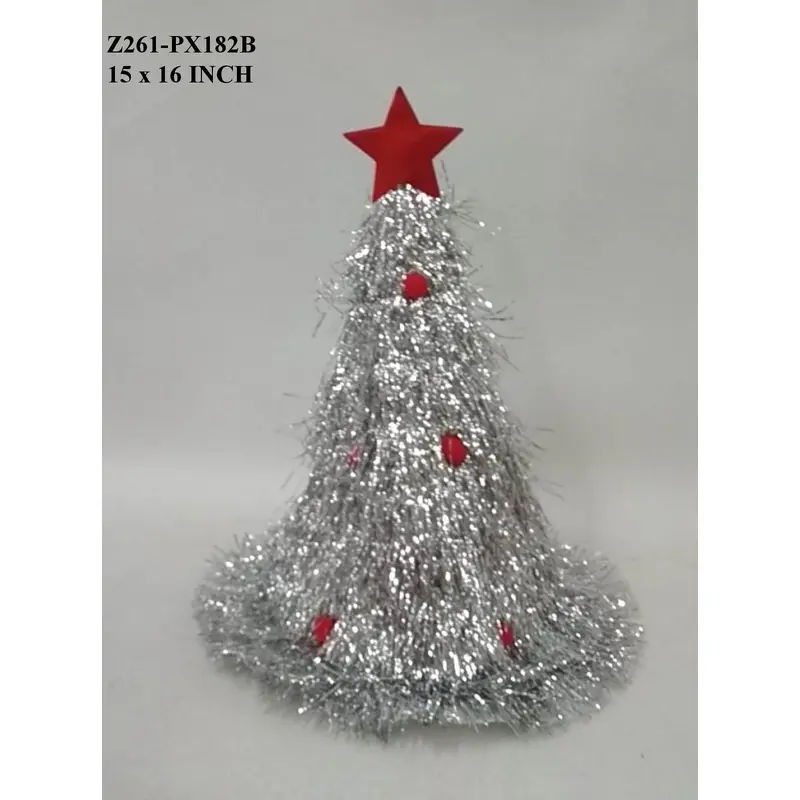 Tinsel Silver Christmas Hat