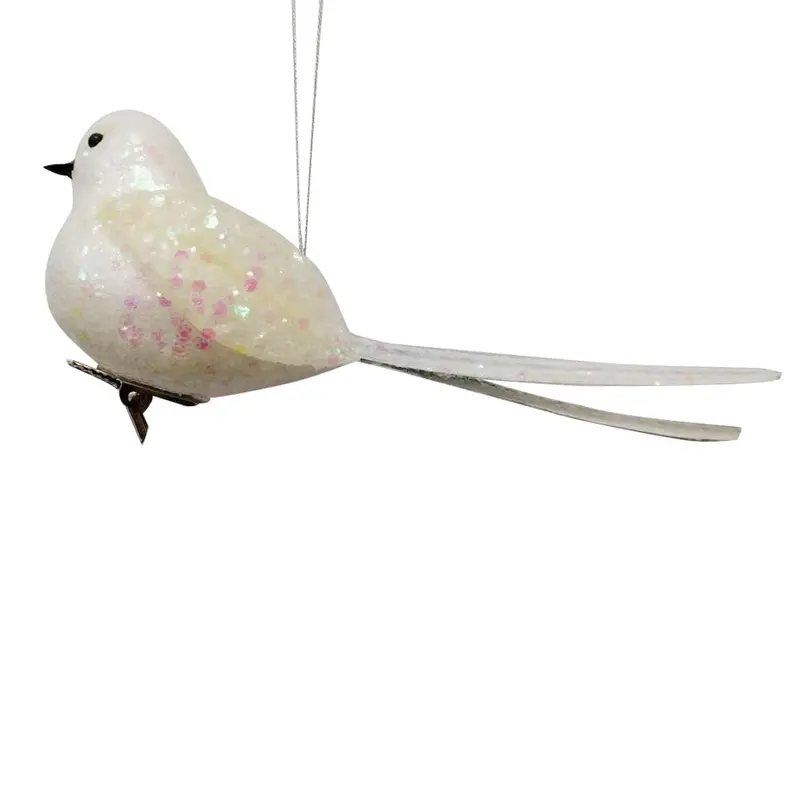 White Glitter  Bird Clip