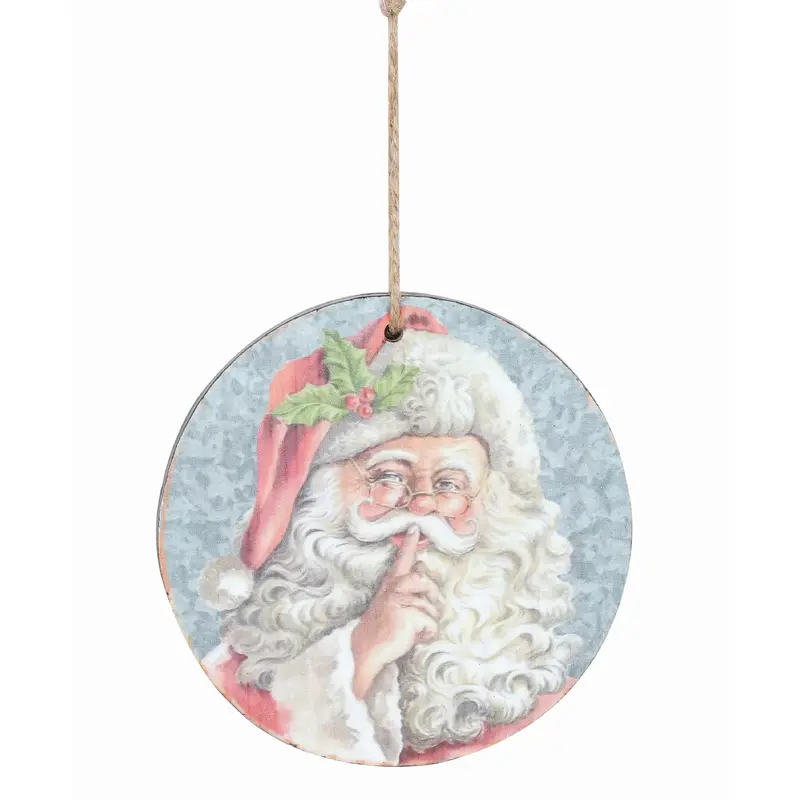 Wood Santa Disc Ornament