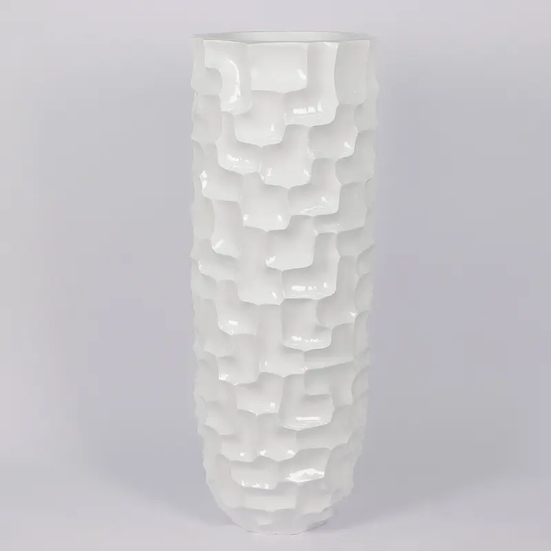 17.73 X 17.73 X 47.28"H Shiny White Planter